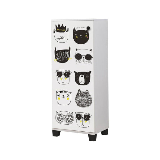 Scarpiera Kika, Mobile portascarpe, Armadio da ingresso multiuso, Mobiletto per calzature, 50x38 h127 cm, Bianco e Nero