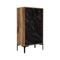 Scarpiera Ngerulmud, Mobile portascarpe, Armadio da ingresso multiuso, Mobiletto per calzature, 60x35 h111 cm, Noce e Nero