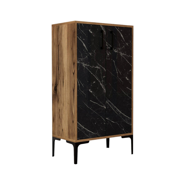 Scarpiera Ngerulmud, Mobile portascarpe, Armadio da ingresso multiuso, Mobiletto per calzature, 60x35 h111 cm, Noce e Nero