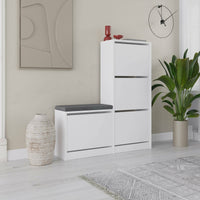 Scarpiera Velma, Mobile portascarpe, Armadio da ingresso multiuso, Mobiletto per calzature, 105x26 h119 cm, Bianco