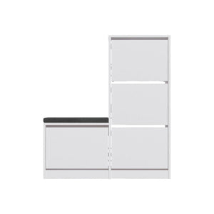 Scarpiera Velma, Mobile portascarpe, Armadio da ingresso multiuso, Mobiletto per calzature, 105x26 h119 cm, Bianco
