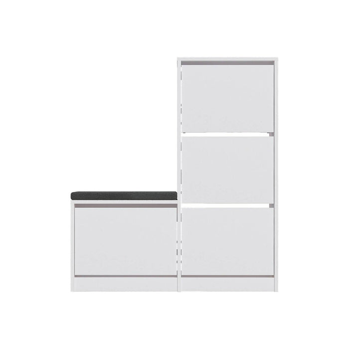 Scarpiera Velma, Mobile portascarpe, Armadio da ingresso multiuso, Mobiletto per calzature, 105x26 h119 cm, Bianco
