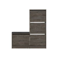 Scarpiera Velma, Mobile portascarpe, Armadio da ingresso multiuso, Mobiletto per calzature, 105x26 h119 cm, Marrone