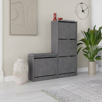 Scarpiera Velma, Mobile portascarpe, Armadio da ingresso multiuso, Mobiletto per calzature, 105x26 h119 cm, Grigio