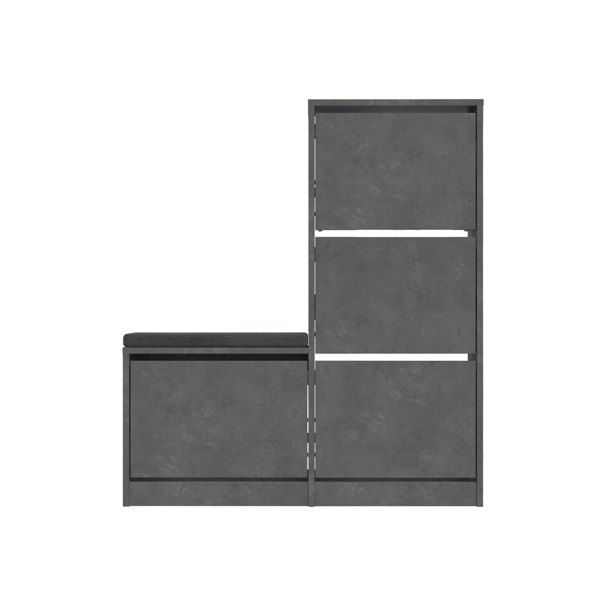 Scarpiera Velma, Mobile portascarpe, Armadio da ingresso multiuso, Mobiletto per calzature, 105x26 h119 cm, Grigio