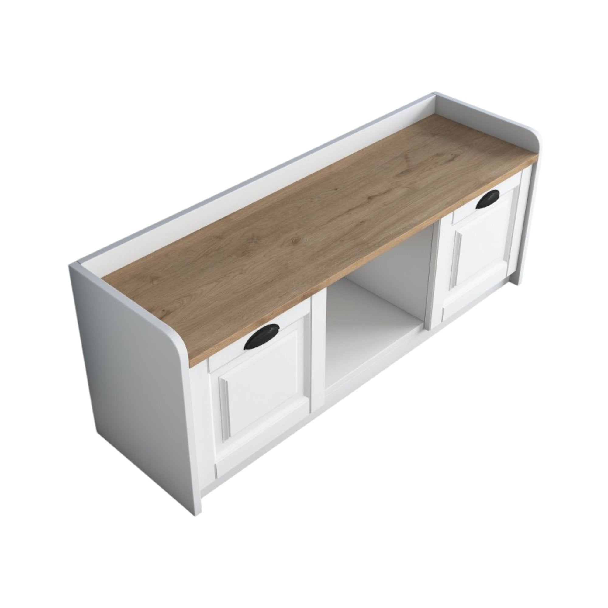 Scarpiera Egay, Mobile portascarpe, Armadio da ingresso multiuso, Mobiletto per calzature, 120x40 h45 cm, Bianco e Noce