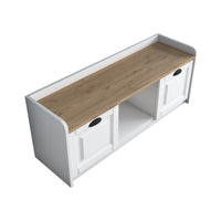 Scarpiera Egay, Mobile portascarpe, Armadio da ingresso multiuso, Mobiletto per calzature, 120x40 h45 cm, Bianco e Noce