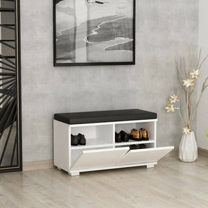 Scarpiera Delphin, Mobile portascarpe, Armadio da ingresso multiuso, Mobiletto per calzature, 80x35 h42 cm, Bianco