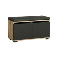 Scarpiera Delphin, Mobile portascarpe, Armadio da ingresso multiuso, Mobiletto per calzature, 80x35 h42 cm, Noce e Nero