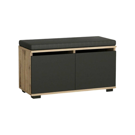 Scarpiera Delphin, Mobile portascarpe, Armadio da ingresso multiuso, Mobiletto per calzature, 80x35 h42 cm, Noce e Nero