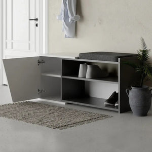 Scarpiera Neneng, Mobile portascarpe, Armadio da ingresso multiuso, Mobiletto per calzature, 105x38 h47 cm, Antracite e Bianco