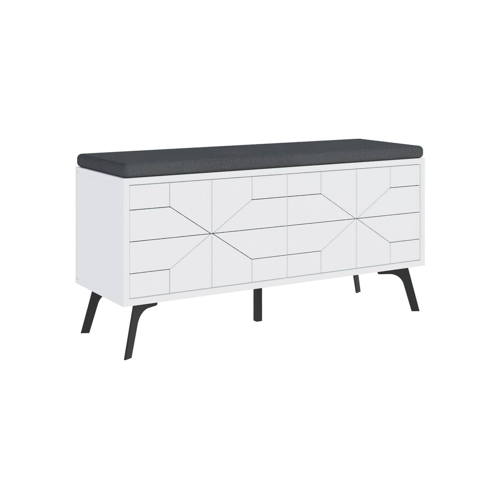 Scarpiera Velma, Mobile portascarpe, Armadio da ingresso multiuso, Mobiletto per calzature, 107x35 h55 cm, Bianco