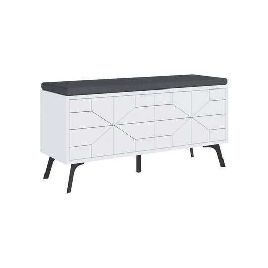 Scarpiera Velma, Mobile portascarpe, Armadio da ingresso multiuso, Mobiletto per calzature, 107x35 h55 cm, Bianco