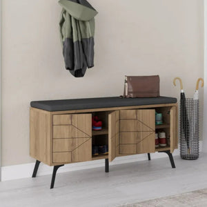 Scarpiera Velma, Mobile portascarpe, Armadio da ingresso multiuso, Mobiletto per calzature, 107x35 h55 cm, Quercia