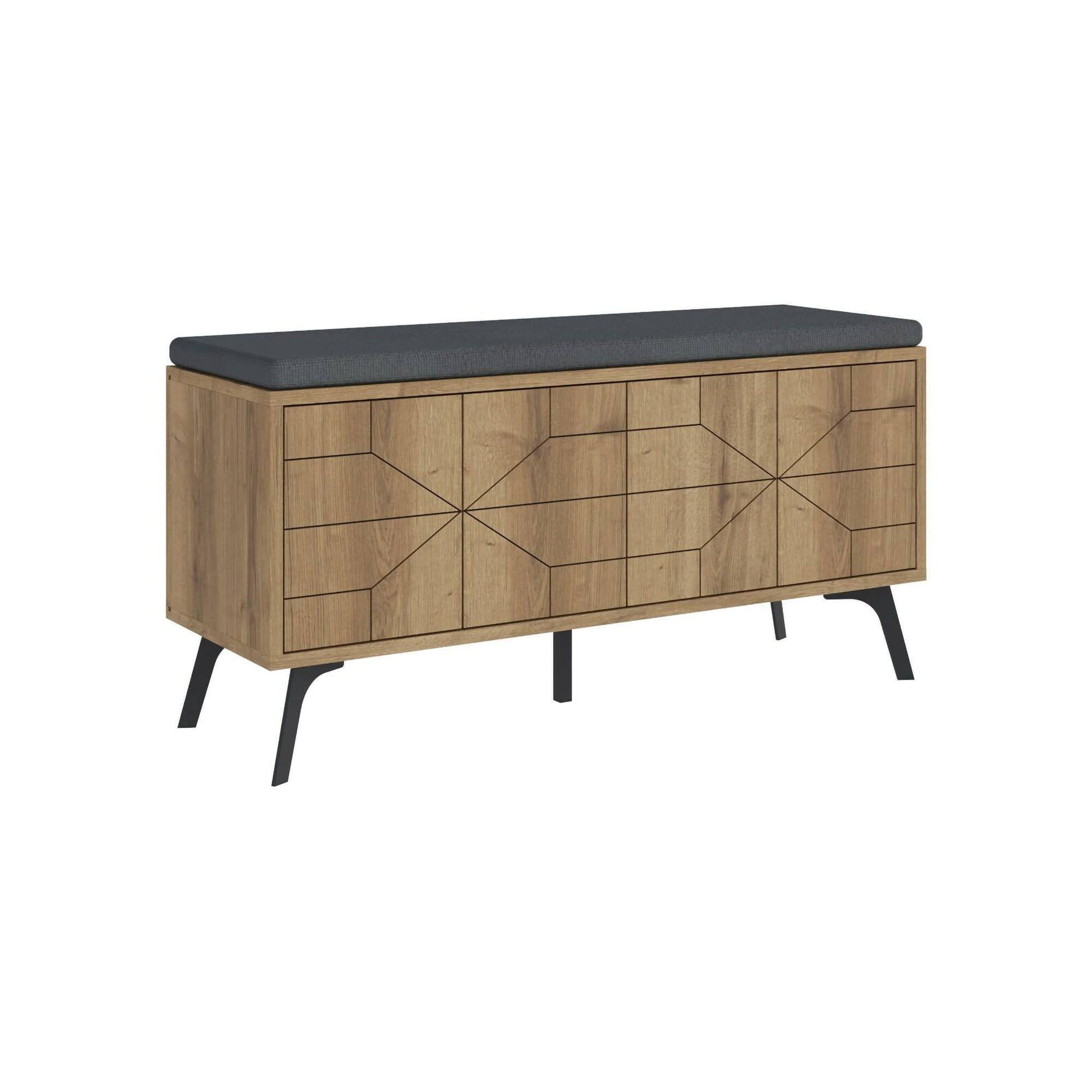 Scarpiera Velma, Mobile portascarpe, Armadio da ingresso multiuso, Mobiletto per calzature, 107x35 h55 cm, Quercia