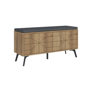 Scarpiera Velma, Mobile portascarpe, Armadio da ingresso multiuso, Mobiletto per calzature, 107x35 h55 cm, Quercia