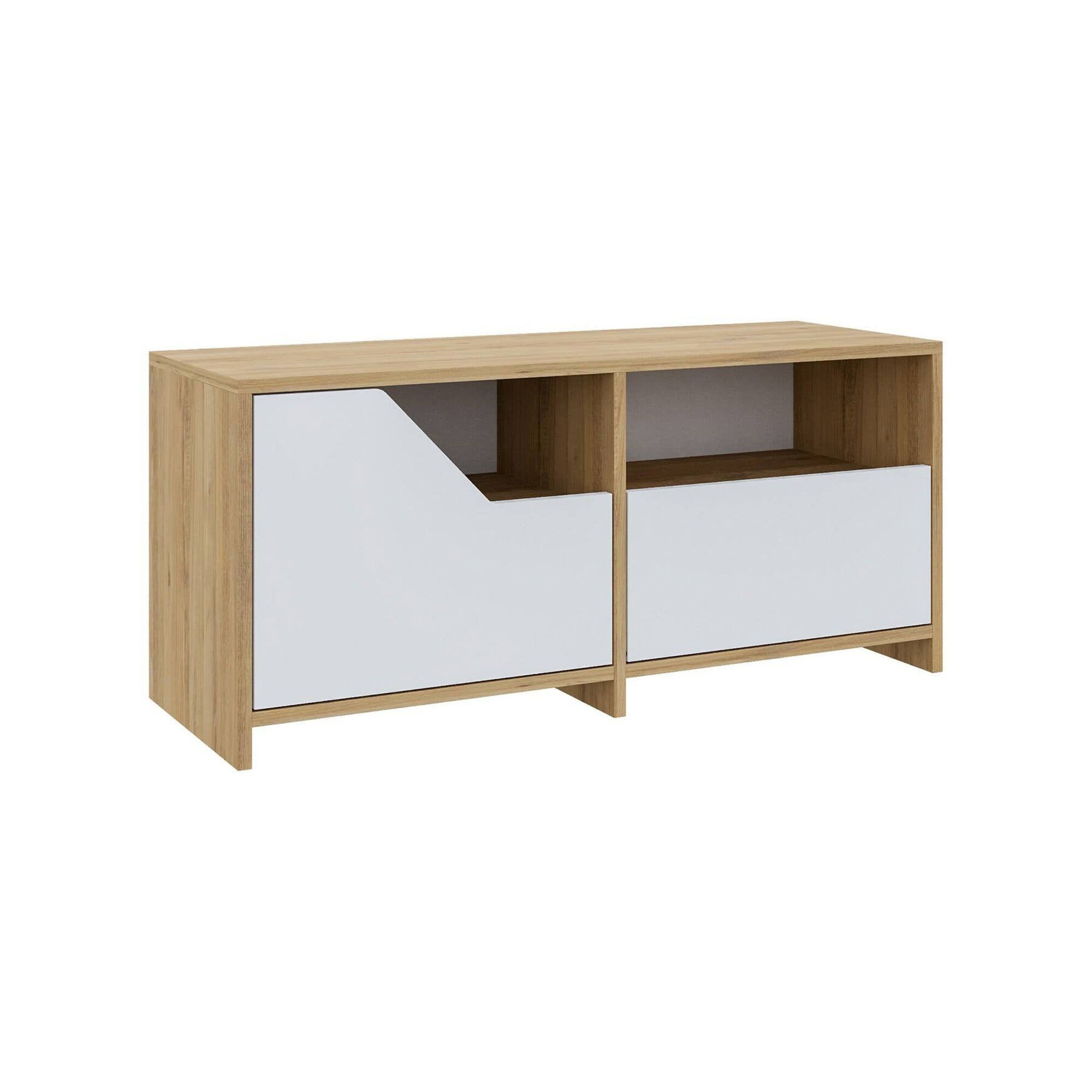 Scarpiera Berto, Mobile portascarpe, Armadio da ingresso multiuso, Mobiletto per calzature, 105x37 h47 cm, Quercia e Bianco