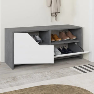 Scarpiera Berto, Mobile portascarpe, Armadio da ingresso multiuso, Mobiletto per calzature, 105x37 h47 cm, Grigio e Bianco