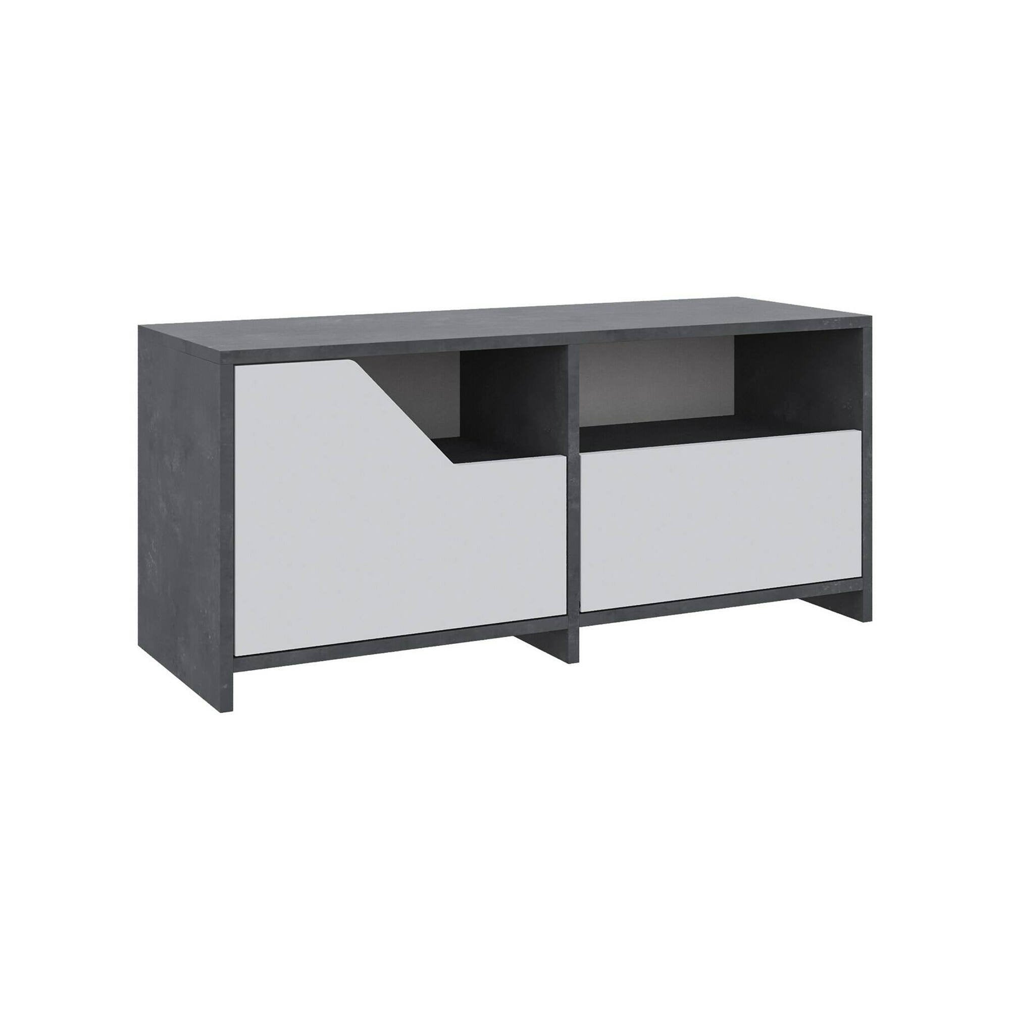 Scarpiera Berto, Mobile portascarpe, Armadio da ingresso multiuso, Mobiletto per calzature, 105x37 h47 cm, Grigio e Bianco