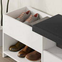 Scarpiera Nuri, Mobile portascarpe, Armadio da ingresso multiuso, Mobiletto per calzature, 120x41 h51 cm, Bianco