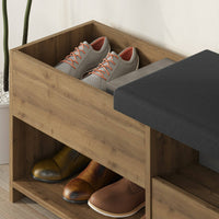 Scarpiera Nuri, Mobile portascarpe, Armadio da ingresso multiuso, Mobiletto per calzature, 120x41 h51 cm, Quercia