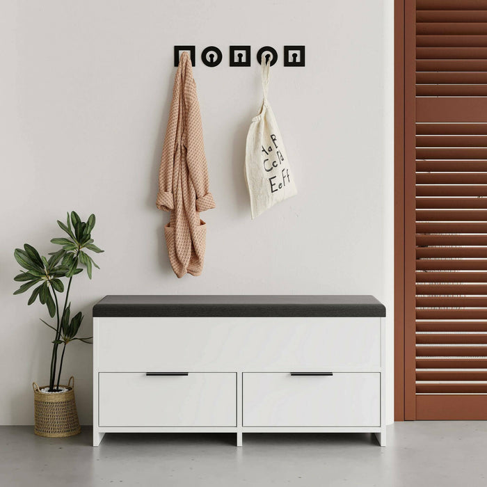 Scarpiera Tapah, Mobile portascarpe, Armadio da ingresso multiuso, Mobiletto per calzature, 106x34 h50 cm, Bianco