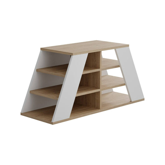 Scarpiera Zungri, Mobile portascarpe, Armadio da ingresso multiuso, Mobiletto per calzature, 106x38 h50 cm, Quercia e Bianco