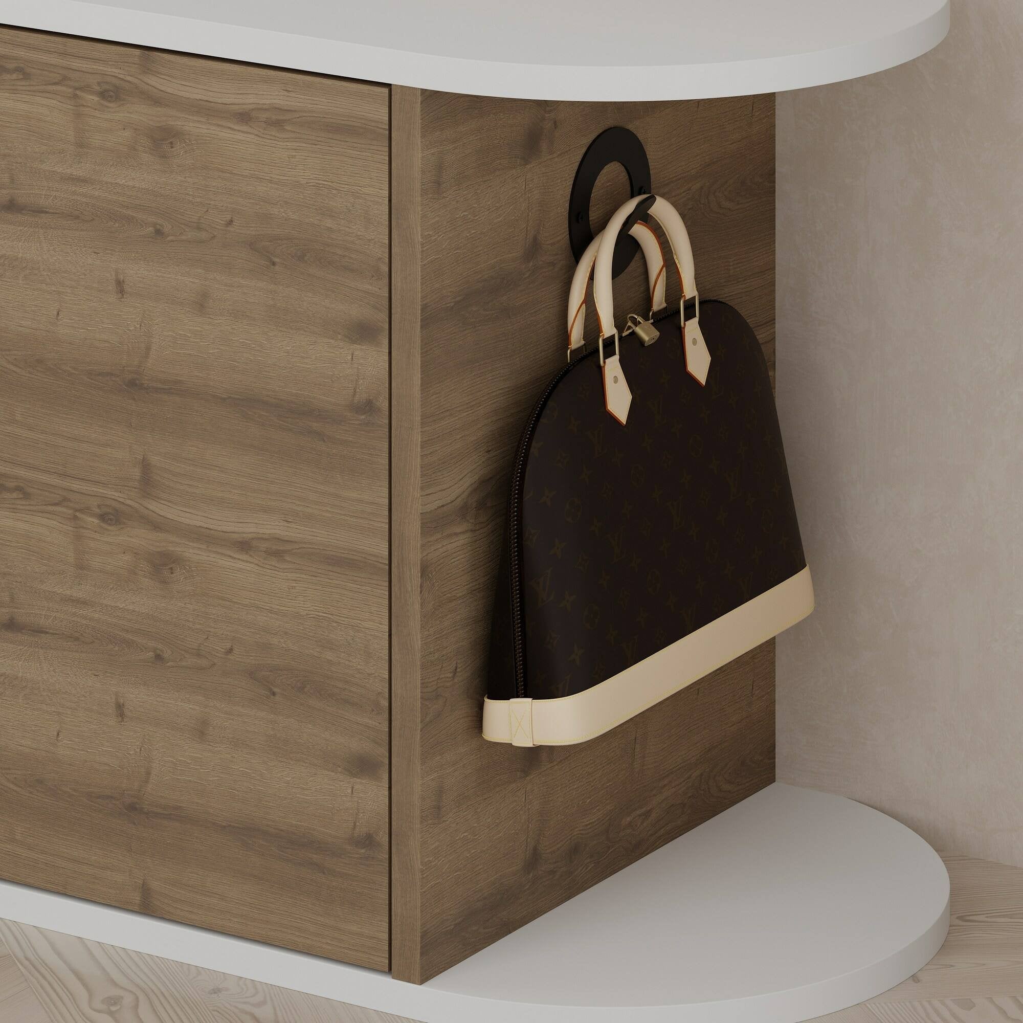 Scarpiera Kyle, Mobile portascarpe, Armadio da ingresso multiuso, Mobiletto per calzature, 104x37 h50 cm, Noce e Bianco