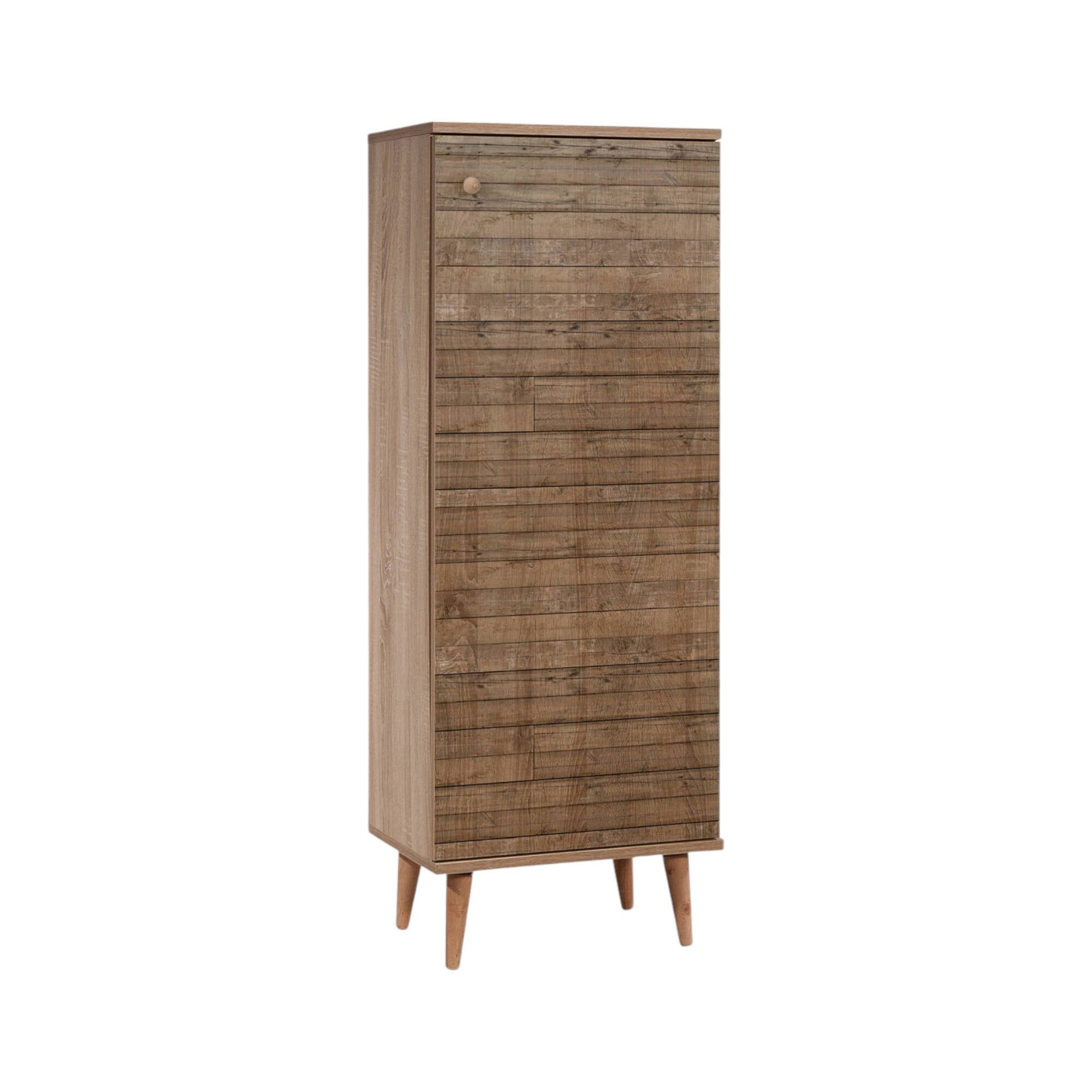 Scarpiera Dacrydium, Mobile portascarpe, Armadio da ingresso multiuso, Mobiletto per calzature, 50x38 h135 cm, Quercia