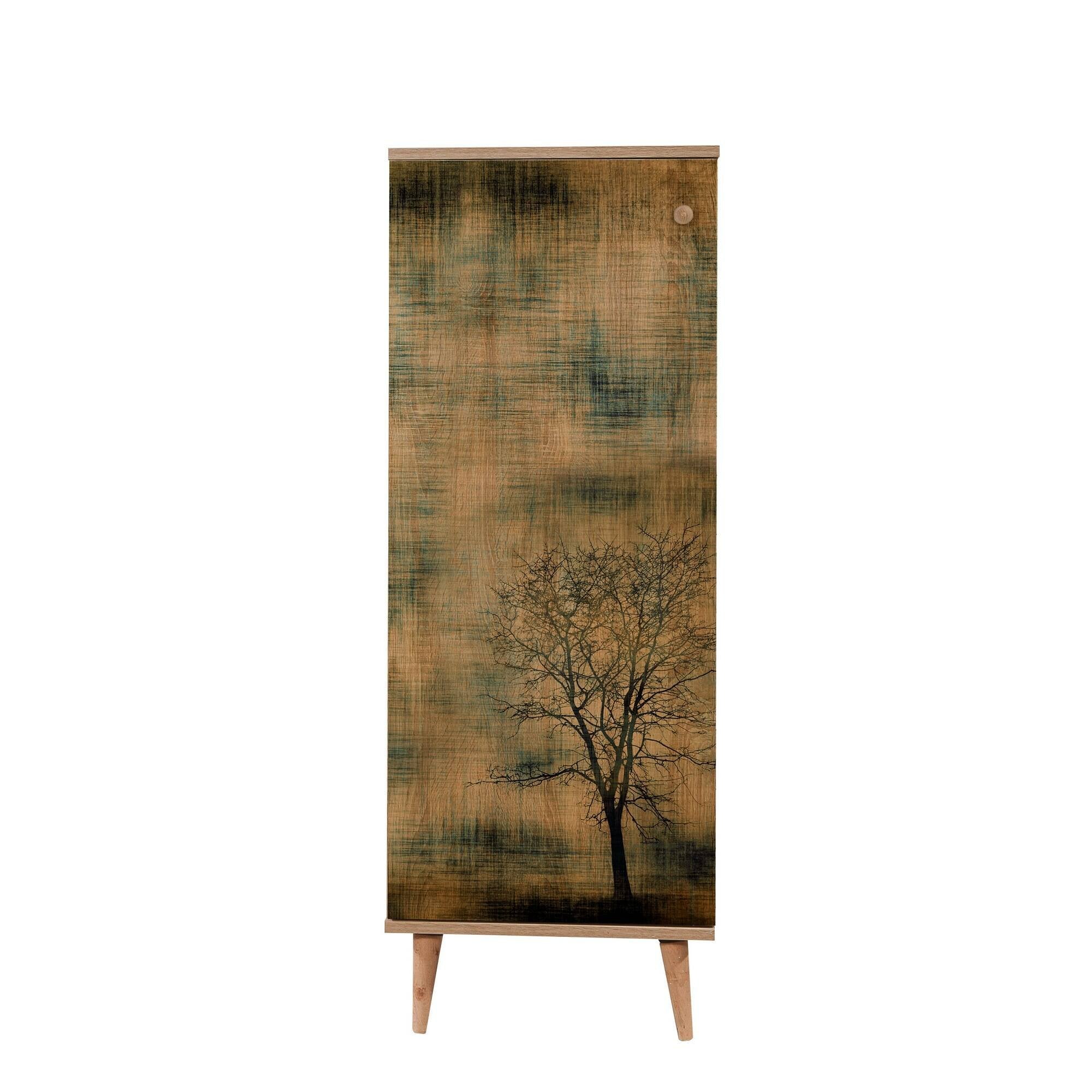 Scarpiera Dacrydium, Mobile portascarpe, Armadio da ingresso multiuso, Mobiletto per calzature, 50x38 h135 cm, Quercia e Giallo
