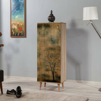 Scarpiera Dacrydium, Mobile portascarpe, Armadio da ingresso multiuso, Mobiletto per calzature, 50x38 h135 cm, Quercia e Giallo