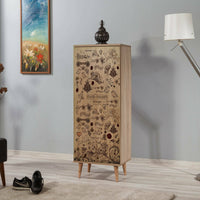 Scarpiera Dacrydium, Mobile portascarpe, Armadio da ingresso multiuso, Mobiletto per calzature, 50x38 h135 cm, Quercia e Noce