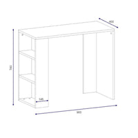 Scrivania Riad, Scrittoio multiuso, Tavolo per ufficio porta PC, Piano di lavoro, 90x40 h74 cm, Bianco