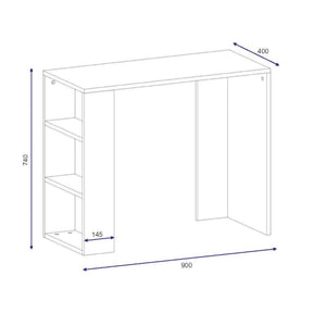 Scrivania Riad, Scrittoio multiuso, Tavolo per ufficio porta PC, Piano di lavoro, 90x40 h74 cm, Bianco