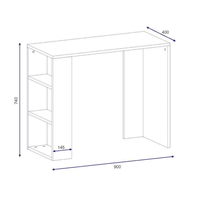 Scrivania Riad, Scrittoio multiuso, Tavolo per ufficio porta PC, Piano di lavoro, 90x40 h74 cm, Bianco