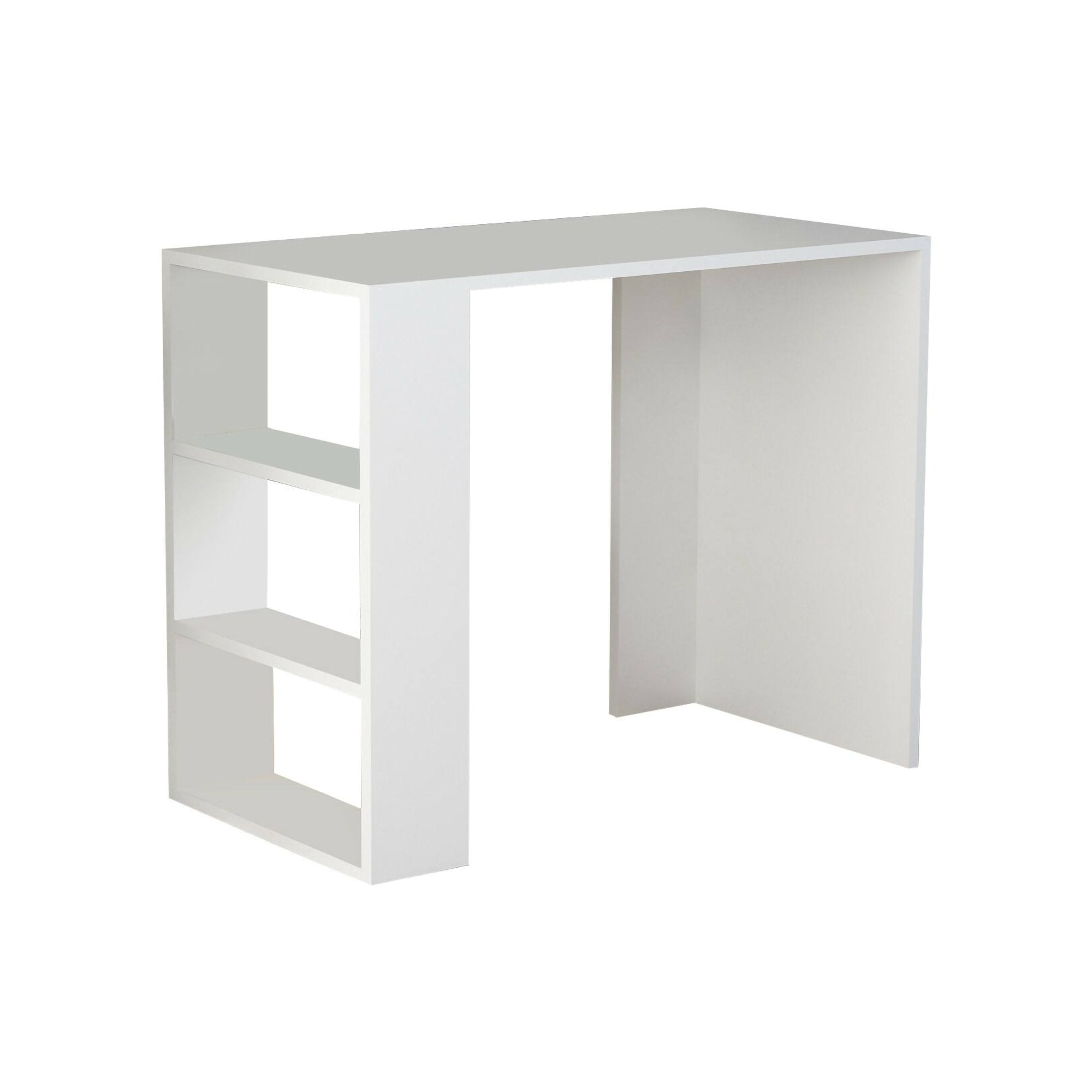 Scrivania Riad, Scrittoio multiuso, Tavolo per ufficio porta PC, Piano di lavoro, 90x40 h74 cm, Bianco