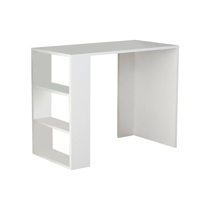 Scrivania Riad, Scrittoio multiuso, Tavolo per ufficio porta PC, Piano di lavoro, 90x40 h74 cm, Bianco