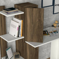 Scrivania Nanmadol, Scrittoio multiuso, Tavolo per ufficio porta PC, Piano di lavoro, 90x45 h72 cm, Bianco e Noce