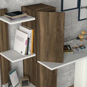 Scrivania Nanmadol, Scrittoio multiuso, Tavolo per ufficio porta PC, Piano di lavoro, 90x45 h72 cm, Bianco e Noce