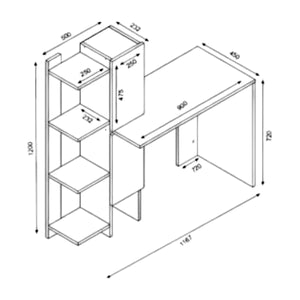 Scrivania Nanmadol, Scrittoio multiuso, Tavolo per ufficio porta PC, Piano di lavoro, 90x45 h72 cm, Bianco e Noce