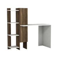 Scrivania Nanmadol, Scrittoio multiuso, Tavolo per ufficio porta PC, Piano di lavoro, 90x45 h72 cm, Bianco e Noce