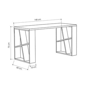 Scrivania Eloi, Scrittoio multiuso, Tavolo per ufficio porta PC, Piano di lavoro, 140x60 h75 cm, Bianco e Antracite