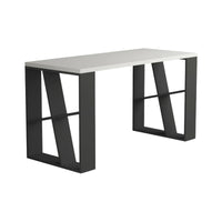 Scrivania Eloi, Scrittoio multiuso, Tavolo per ufficio porta PC, Piano di lavoro, 140x60 h75 cm, Bianco e Antracite