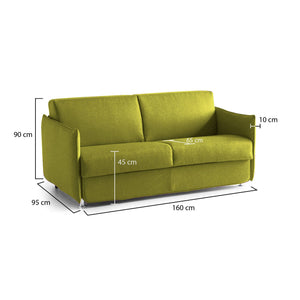 Divano fisso 2 posti Monleale, Sofà lineare per salotto, imbottito, sfoderabile, Qualità 100% Made in Italy, 160x95 h90 cm, Verde