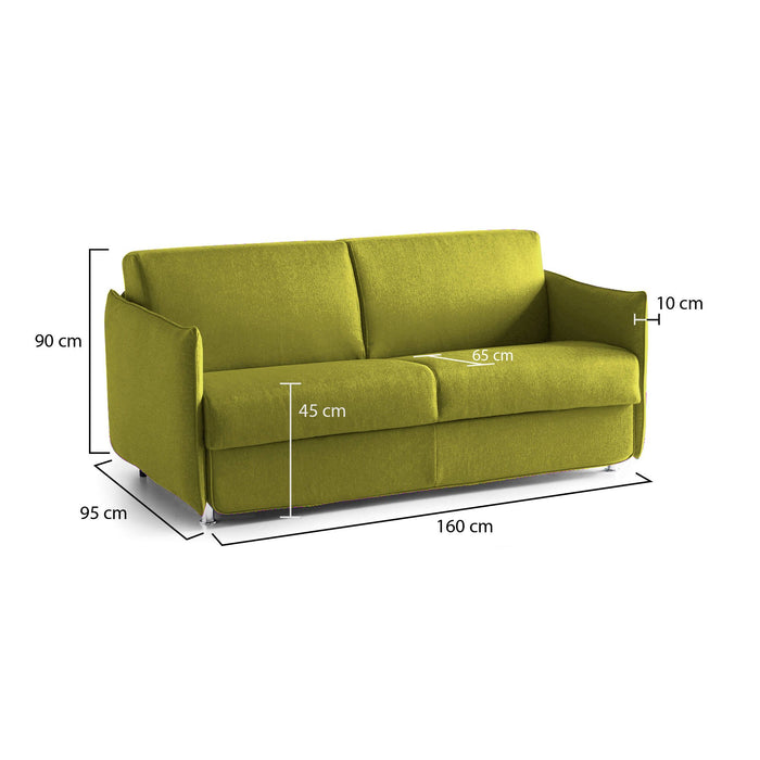 Divano fisso 2 posti Monleale, Sofà lineare per salotto, imbottito, sfoderabile, Qualità 100% Made in Italy, 160x95 h90 cm, Verde