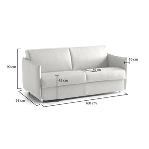 Divano fisso 2 posti Monleale, Sofà lineare per salotto, imbottito, sfoderabile, Qualità 100% Made in Italy, 160x95 h90 cm, Grigio chiaro