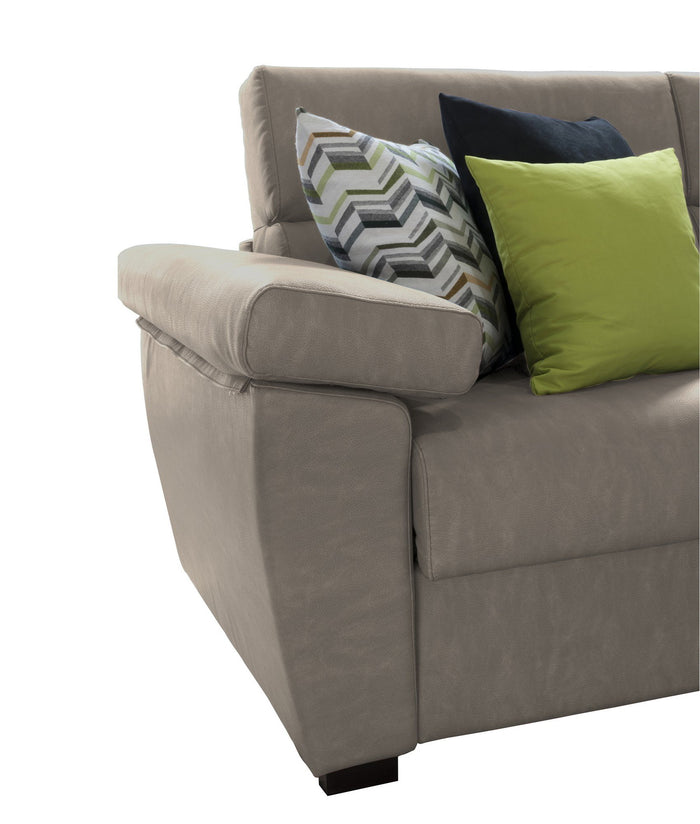 Divano fisso 2 posti Gorreto, Sofà lineare per salotto, imbottito, sfoderabile, Qualità 100% Made in Italy, 205x95 h100 cm, Tortora