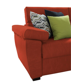 Divano fisso 2 posti Gorreto, Sofà lineare per salotto, imbottito, sfoderabile, Qualità 100% Made in Italy, 205x95 h100 cm, Arancione