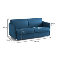 Divano fisso 2 posti Varedo, Sofà lineare per salotto, imbottito, sfoderabile, Qualità 100% Made in Italy, 180x95 h90 cm, Blu