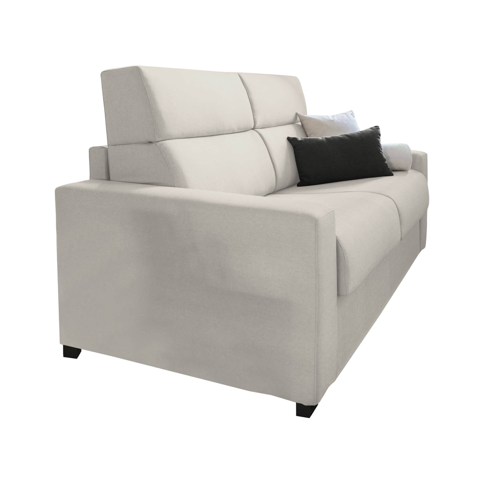 Divano fisso 3 posti Ozegna, Sofà lineare per salotto, imbottito, sfoderabile, Qualità 100% Made in Italy, 220x95 h100 cm, Beige